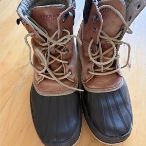 Sperry Two-Tone Brown Leather and Dark Brown Rubber Duck Boots
